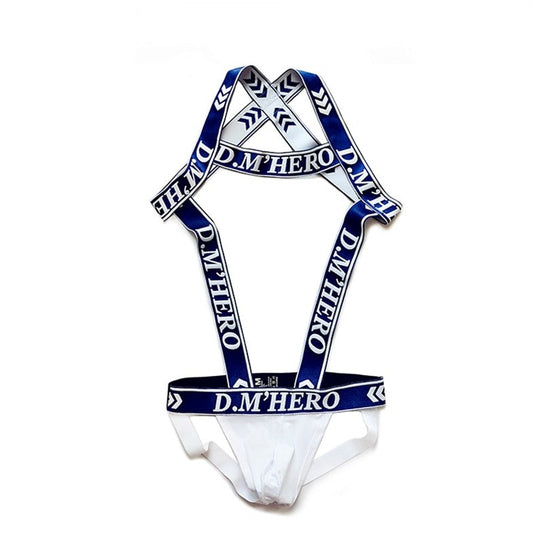 navy blue DM Hero Jockstrap Harness | Gay Harness- pridevoyageshop.com - gay men’s harness, lingerie and fetish wear