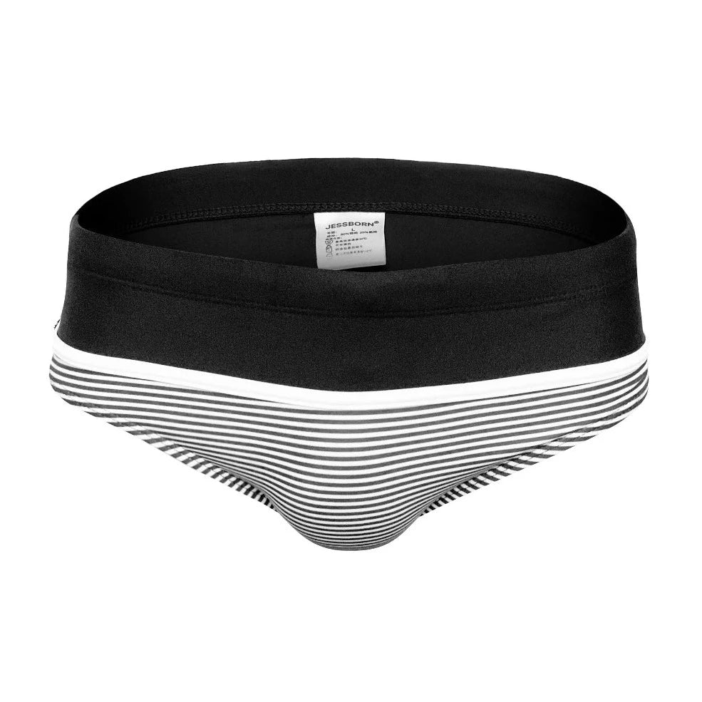 black Men's Sailor Stripe Swim Briefs - pridevoyageshop.com - gay men’s underwear and swimwear