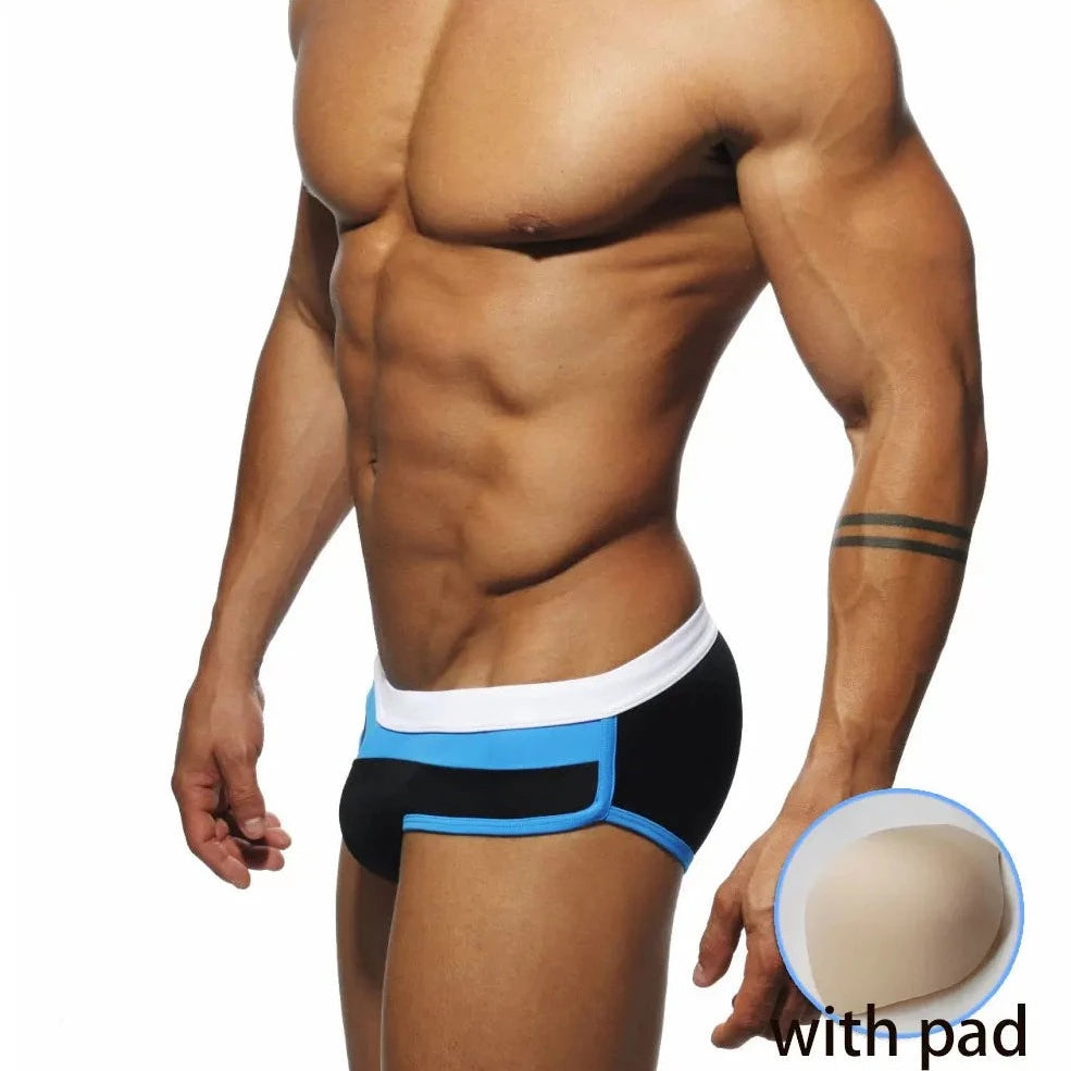 a hot gay man in black Men's Tricolor Swim Briefs - pridevoyageshop.com - gay men’s underwear and swimwear