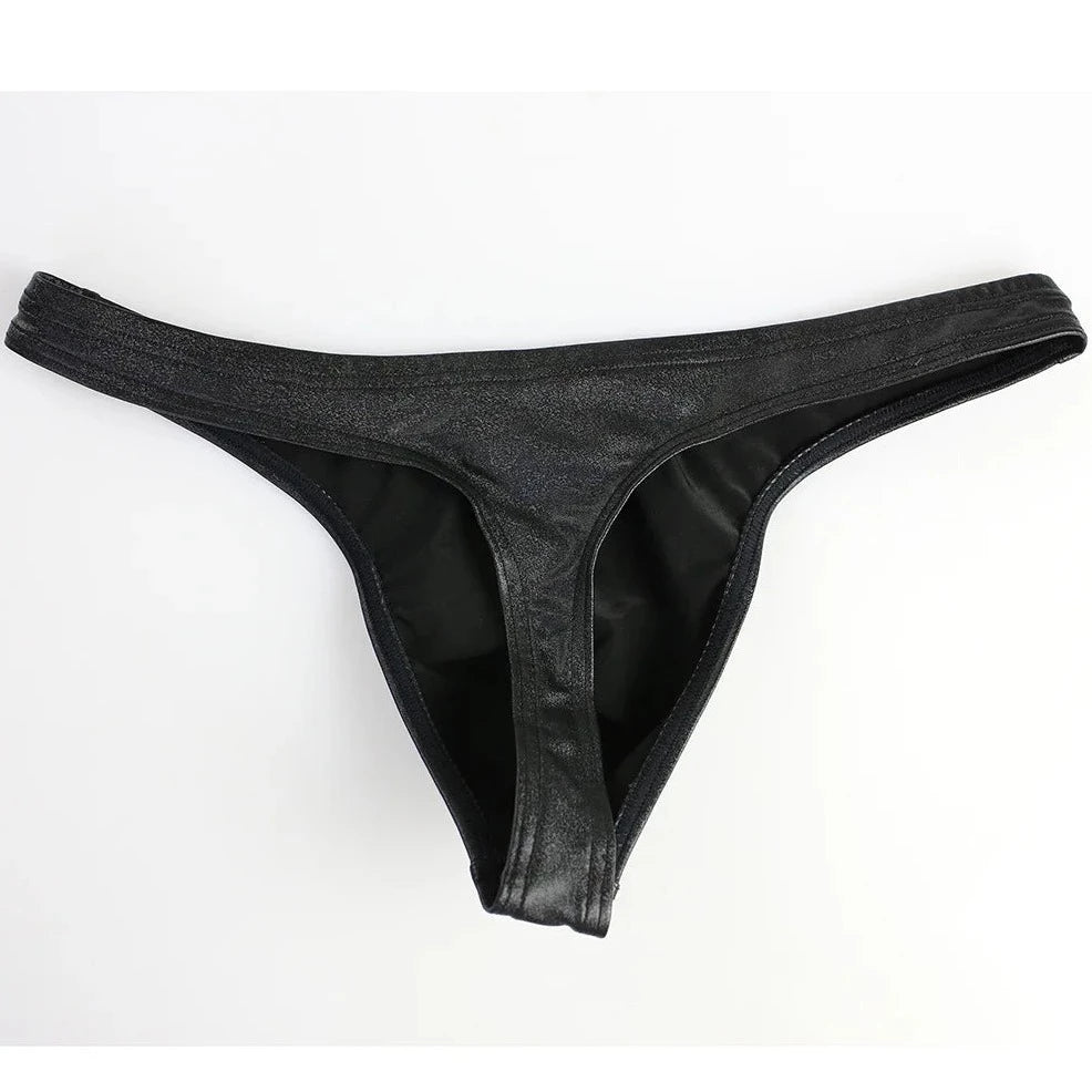 black Brave Person Gay Men's Metallic Thong - pridevoyageshop.com - gay men’s underwear and swimwear