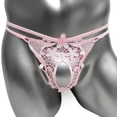 Pink Men's Jasmine G-String Thong with Penis Hole - pridevoyageshop.com - gay men’s bodystocking, lingerie, fishnet and fetish wear