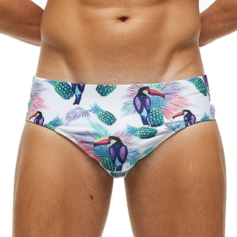hot gay man in Pineapple Birds Gay Swimwear | 2023 New Men's Sexy Swim Briefs- pridevoyageshop.com - gay men’s underwear and swimwear