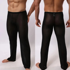 a hot gay man in black Mens Mesh Sheer Stretch Lounge Pants | Gay Loungewear & Pajamas - pridevoyageshop.com - gay pajamas, gay loungewear, gay sleepwear