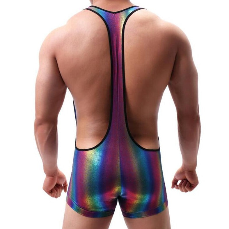 sexy gay man in Gay Singlet and Bodysuit | Men's Rainbow Singlet - Men's Singlets, Bodysuits, Rompers & Jumpsuits - pridevoyageshop.com