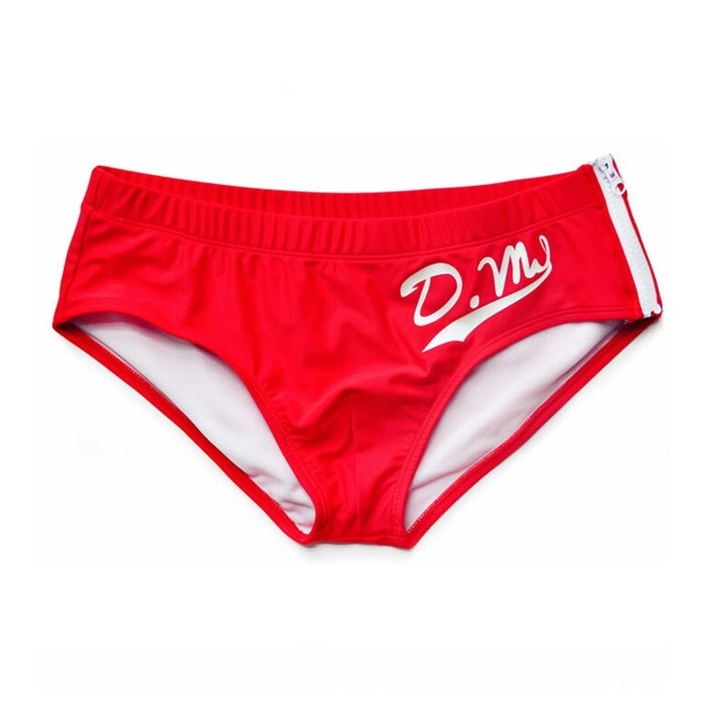 red Gay Swimwear | DM Zipper Swim Briefs- pridevoyageshop.com - gay men’s underwear and swimwear