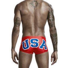 hot gay man in Gay Swimwear & Beachwear | American Flag Swim Trunks - pridevoyageshop.com - gay men’s underwear and swimwear