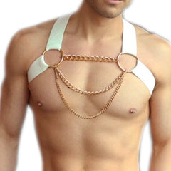 sexy gay man in white Gay Men's Gold Chain Harness | Gay Harness- pridevoyageshop.com - gay men’s harness, lingerie and fetish wear