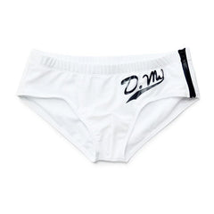 white Gay Swimwear | DM Zipper Swim Briefs- pridevoyageshop.com - gay men’s underwear and swimwear