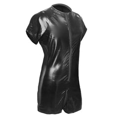 Side Show Black Short Sleeve Zipper Singlet - Men's Singlets, Bodysuits, Rompers & Jumpsuits - pridevoyageshop.com