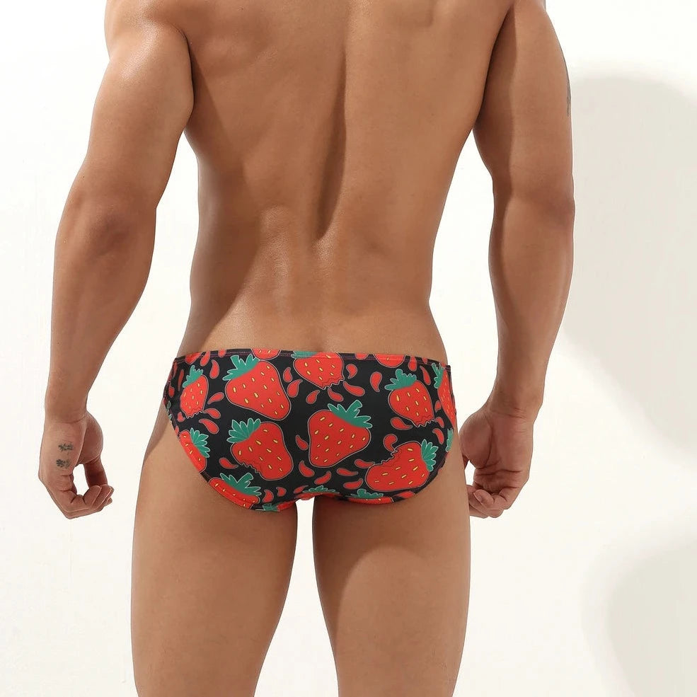 a hot gay man in Strawberries Men's Ultra Skinny Swim Briefs - pridevoyageshop.com - gay men’s underwear and swimwear