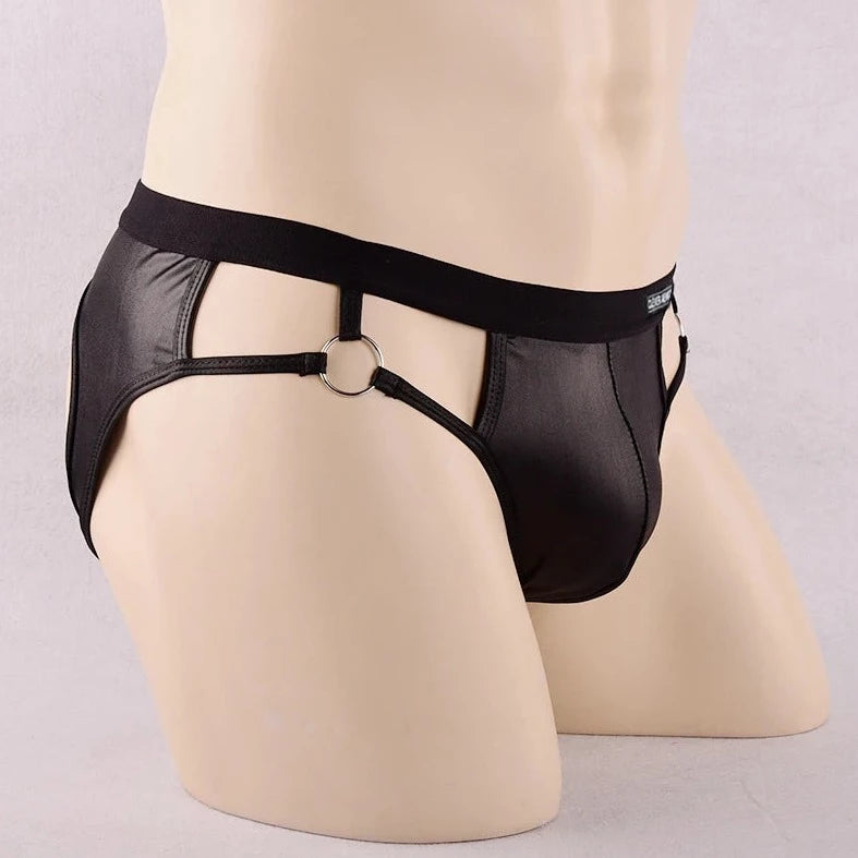 CLEVER-MENMODE Gay Men's Faux Leather Jock Briefs - pridevoyageshop.com - gay men’s underwear and swimwear