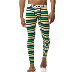 sexy gay man in Green + Yellow + White Striped Gay Leggings | Men's WFH Thermal Leggings - pridevoyageshop.com - gay men’s underwear and activewear