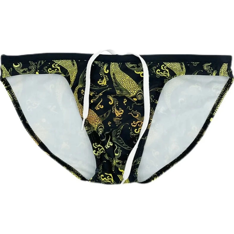 details of Men's Gold Fish Swim Briefs - pridevoyageshop.com - gay men’s underwear and swimwear