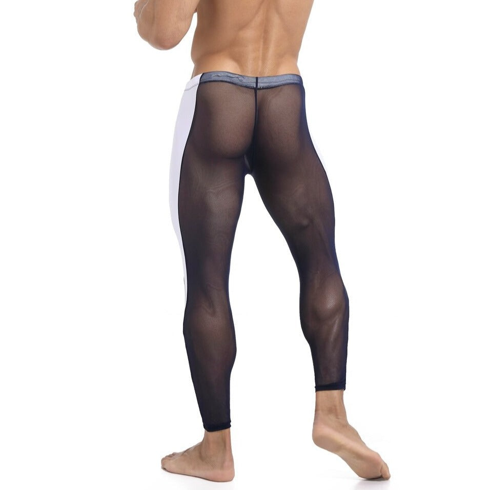 sexy gay man in black Gay Leggings | Men's Breathable Mesh Leggings - pridevoyageshop.com - gay men’s underwear and activewear