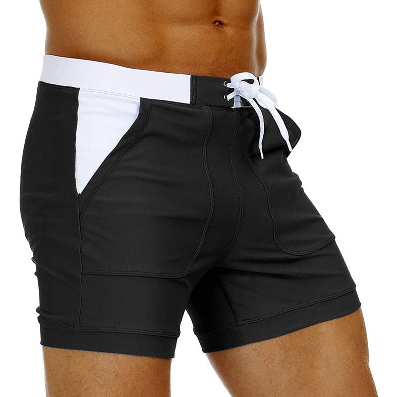 hot gay man in black Gay Swimwear & Beachwear | Drawstring Boxer Swim Trunks - pridevoyageshop.com - gay men’s underwear and swimwear