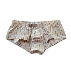 Khaki DM Low Rise Breathable Plaid Home Boxer Briefs - pridevoyageshop.com - gay men’s underwear and activewear