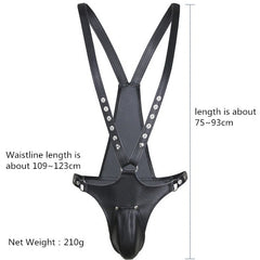 PU Leather Harness with Pouch: Men's Body Harness and Gay Lingerie- pridevoyageshop.com - gay men’s harness, lingerie and fetish wear