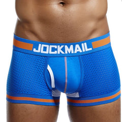 Blue Jockmail - Mens Mesh Boxers: Bulge Pouch Underwear for Male Attraction - pridevoyageshop.com - gay men’s underwear and swimwear