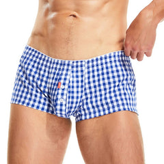 hot gay man in blue SEOBEAN Men's Basic Tight Chequered Boxer | Gay Underwear- pridevoyageshop.com - gay men’s underwear and swimwear