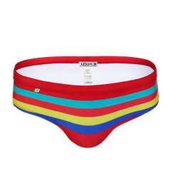 red Gay Swimwear | Vibrant Stripes Swim Briefs- pridevoyageshop.com - gay men’s underwear and swimwear