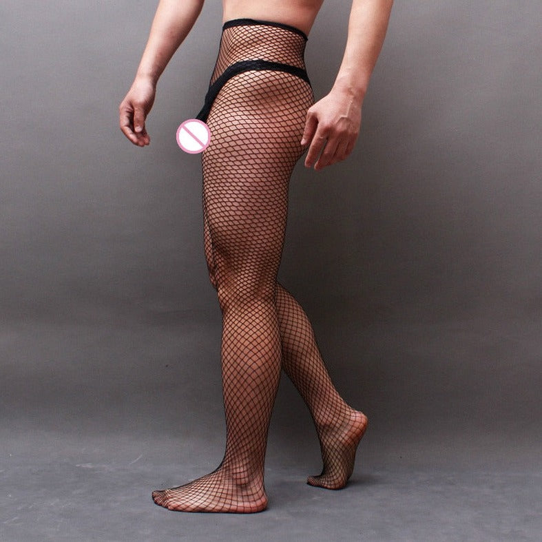 Middle mesh Erotic Mens Fishnet Stockings: Sexy Gay Lingerie- pridevoyageshop.com - gay men’s harness, lingerie and fetish wear
