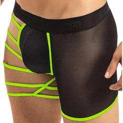 green Neon Men's Leg Show Boxer Briefs - pridevoyageshop.com - gay men’s underwear and swimwear