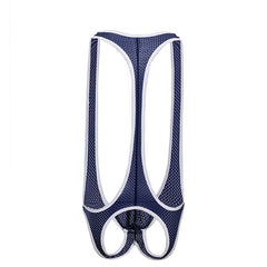 navy blue Gay Singlet and Bodysuit | Men's Sexy Mesh Jockstrap Singlets - Men's Singlets, Bodysuits, Rompers & Jumpsuits - pridevoyageshop.com