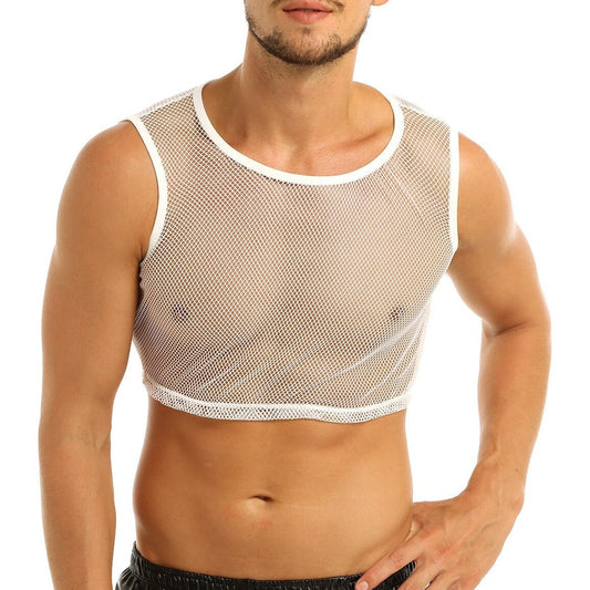 a hot gay guy in white Gay Rave Wear See Through Crop Top | Gay Crop Tops & Clubwear - pridevoyageshop.com - gay crop tops, gay casual clothes and gay clothes store