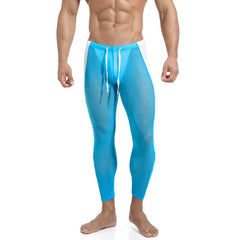 sexy gay man in sky blue Gay Leggings | Men's Breathable Mesh Leggings - pridevoyageshop.com - gay men’s underwear and activewear