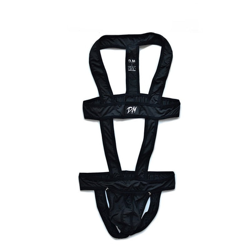 black DM Release Jockstrap Harness | Harness for Men- pridevoyageshop.com - gay men’s harness, lingerie and fetish wear
