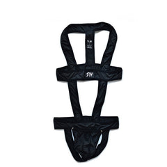 black DM Release Jockstrap Harness | Harness for Men- pridevoyageshop.com - gay men’s harness, lingerie and fetish wear
