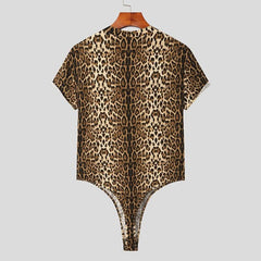 Gay Bodysuit and Singlet | Men's Leopard Print Bodysuit - Men's Singlets, Bodysuits, Leotard & Unitard - pridevoyageshop.com