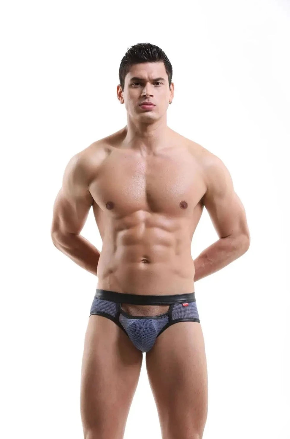 a hot gay man in gray Men's Kinky Hollow Front Mesh Jock Briefs - pridevoyageshop.com - gay men’s underwear and swimwear