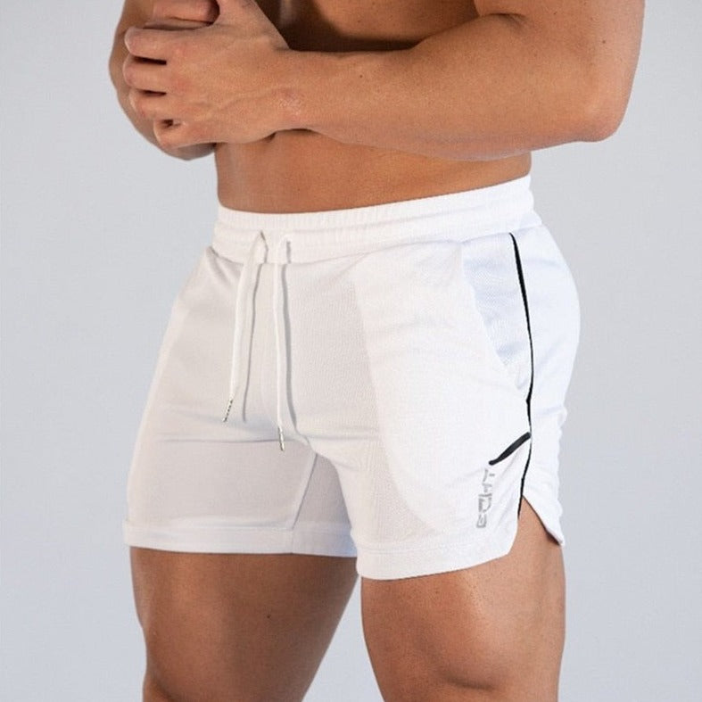 sexy gay man in white Gay Shorts | Men's Gym Training Shorts - Men's Activewear, gym short, sport shorts, running shorts- pridevoyageshop.com