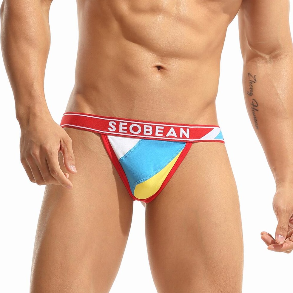 hot gay man in red Color Block Jockstrap: Best Jockstrap & Classic Jockstrap- pridevoyageshop.com - gay men’s underwear and swimwear