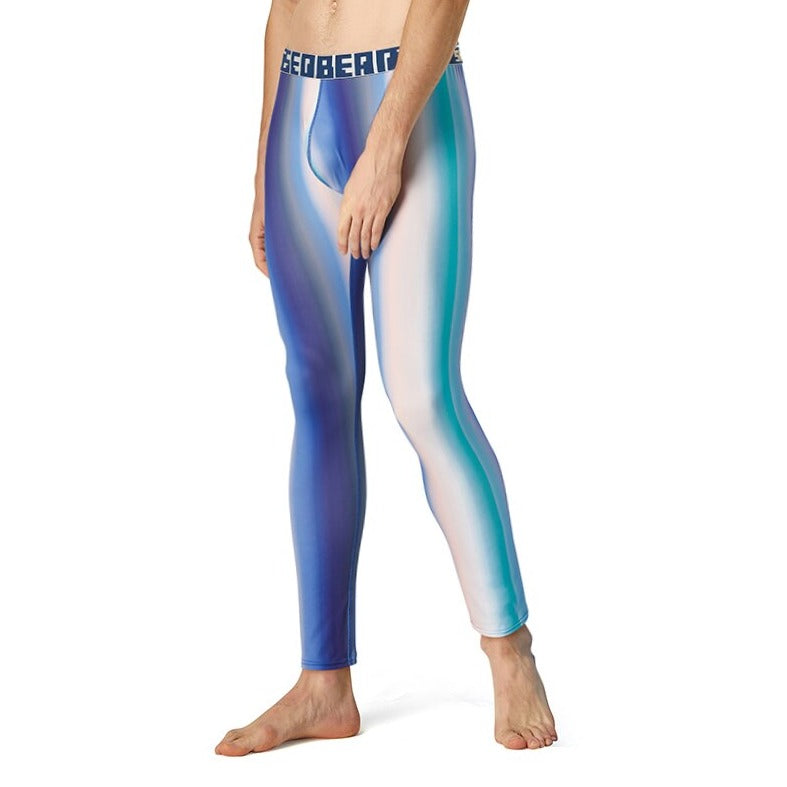 sexy gay man in Aurora Blue Gay Leggings | Seobean Aurora Gradient Workout Leggings - pridevoyageshop.com - gay men’s underwear and activewear