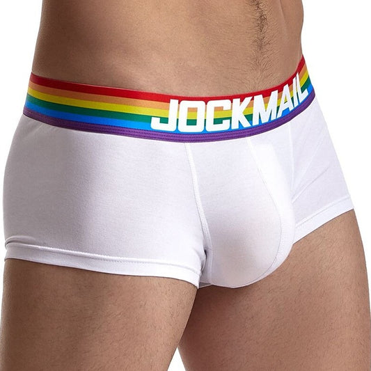White Jockmail - Pride Gay Men's Boxer: Rainbow Boxer Celebrating Diversity - pridevoyageshop.com - gay men’s underwear and swimwear
