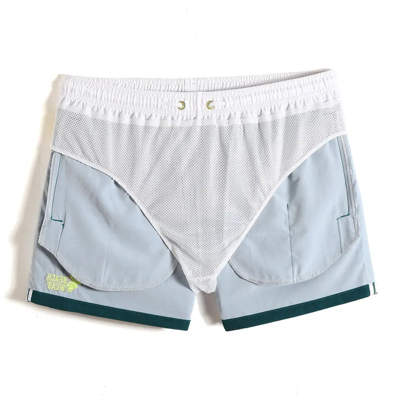 details of green Wavy Lines Board Shorts - pridevoyageshop.com - gay men’s underwear and swimwear