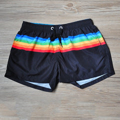 details of  Gay Shorts | Men's Rainbow Gym Shorts - Men's Activewear, gym short, running shorts- pridevoyageshop.com