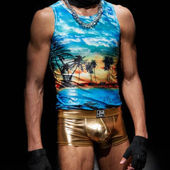 hot man in golden Jockmail Shiny Metallic PU Leather Boxers | Gay Underwear- pridevoyageshop.com - gay men’s underwear and swimwear