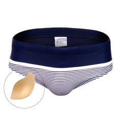 blue Men's Sailor Stripe Swim Briefs - pridevoyageshop.com - gay men’s underwear and swimwear