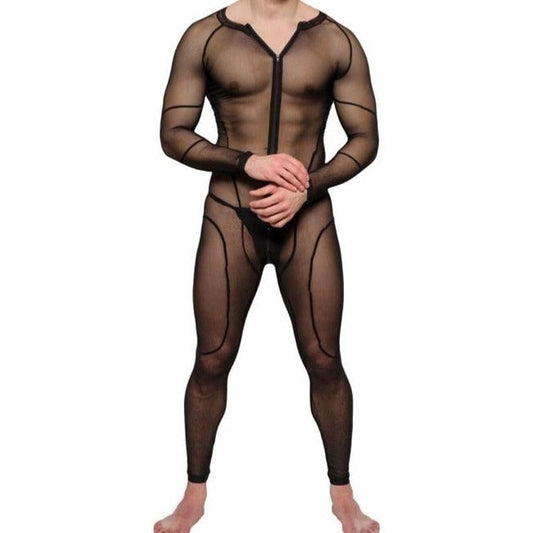 sexy gay man in Gay Bodysuit and Singlet | Men's Full Body Mesh Bodysuit - Men's Singlets, Bodysuits, Leotard & Unitard - pridevoyageshop.com