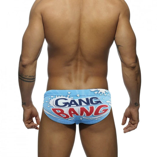 a hot gay man in sky blue Men's GANG BANG Swim Briefs - pridevoyageshop.com - gay men’s underwear and swimwear