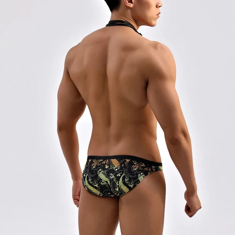 a hot gay man in Men's Gold Fish Swim Briefs - pridevoyageshop.com - gay men’s underwear and swimwear