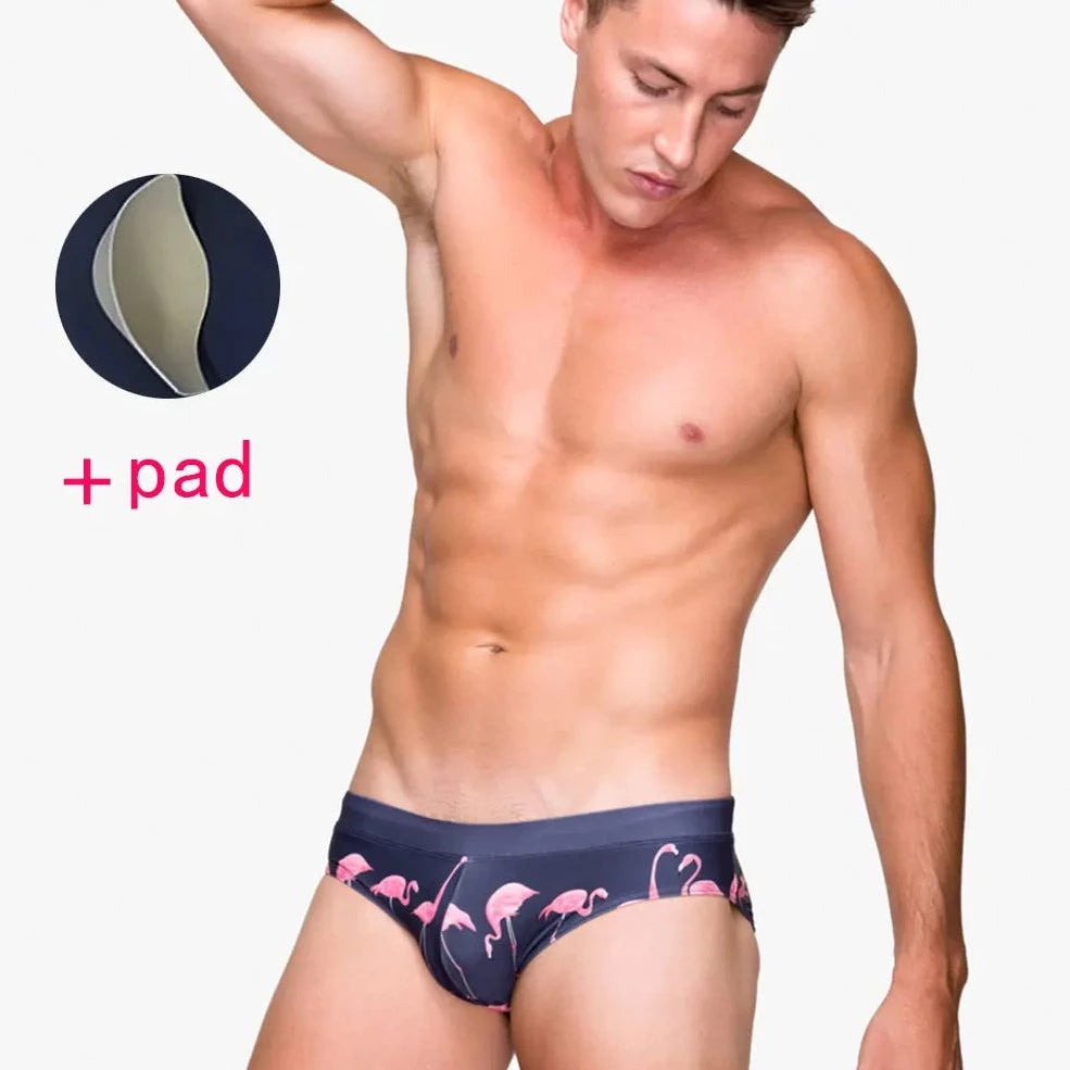 a hot gay man in purple Men's Flamingo Swim Briefs - pridevoyageshop.com - gay men’s underwear and swimwear