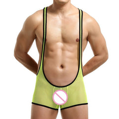 sexy gay man in yellow Gay Singlet and Bodysuit | See Through Wrestling Singlets - Men's Singlets, Bodysuits, Rompers & Jumpsuits - pridevoyageshop.com