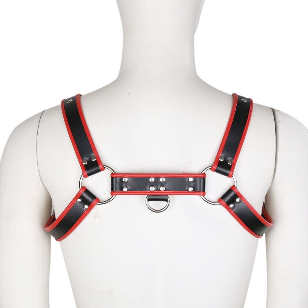 Leather Red Bulldog Chest Harness: Men's Clubwear and Gay Lingerie - pridevoyageshop.com - gay men’s harness, lingerie and fetish wear