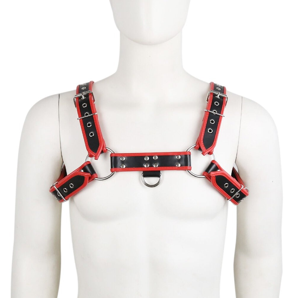 Leather Red Bulldog Chest Harness: Men's Clubwear and Gay Lingerie - pridevoyageshop.com - gay men’s harness, lingerie and fetish wear