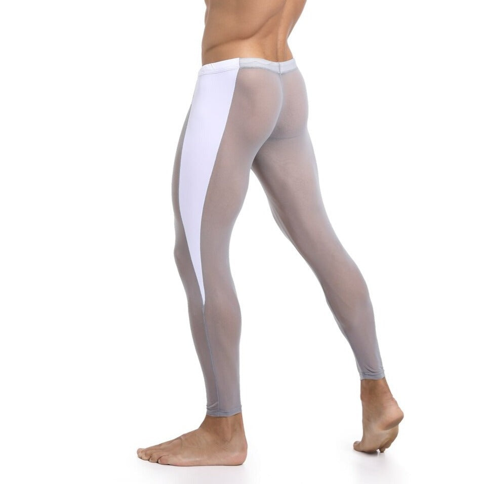 sexy gay man in gray Gay Leggings | Men's Breathable Mesh Leggings - pridevoyageshop.com - gay men’s underwear and activewear