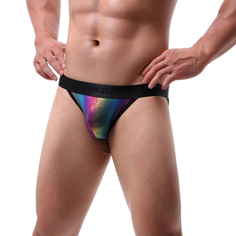 hot gay man in Rainbow Sparkle Jockstrap:  Pride Jockstrap & Gay Jockstrap- pridevoyageshop.com - gay men’s underwear and swimwear